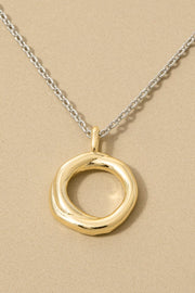 Delicate Chain Two Tone Twisted Circle Pendant Necklace Silver Gold