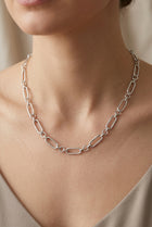 Gold Dipped Oval Linked Chain Necklace Silver