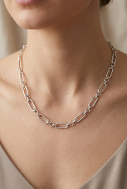 Gold Dipped Oval Linked Chain Necklace Silver