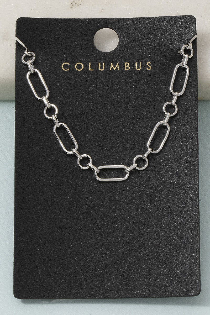 Gold Dipped Oval Linked Chain Necklace Silver