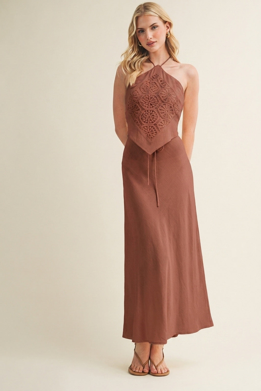 High Waist Maxi Skirt Rust