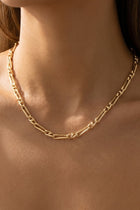 Wide Figaro Link Chain Necklace Gold