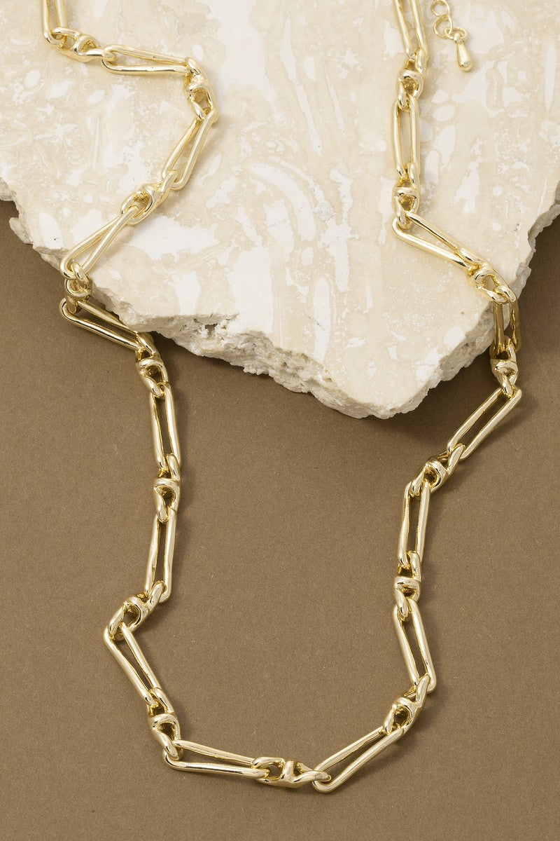 Wide Figaro Link Chain Necklace Gold