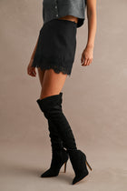 Floral Lace Trim Mini Skort Black