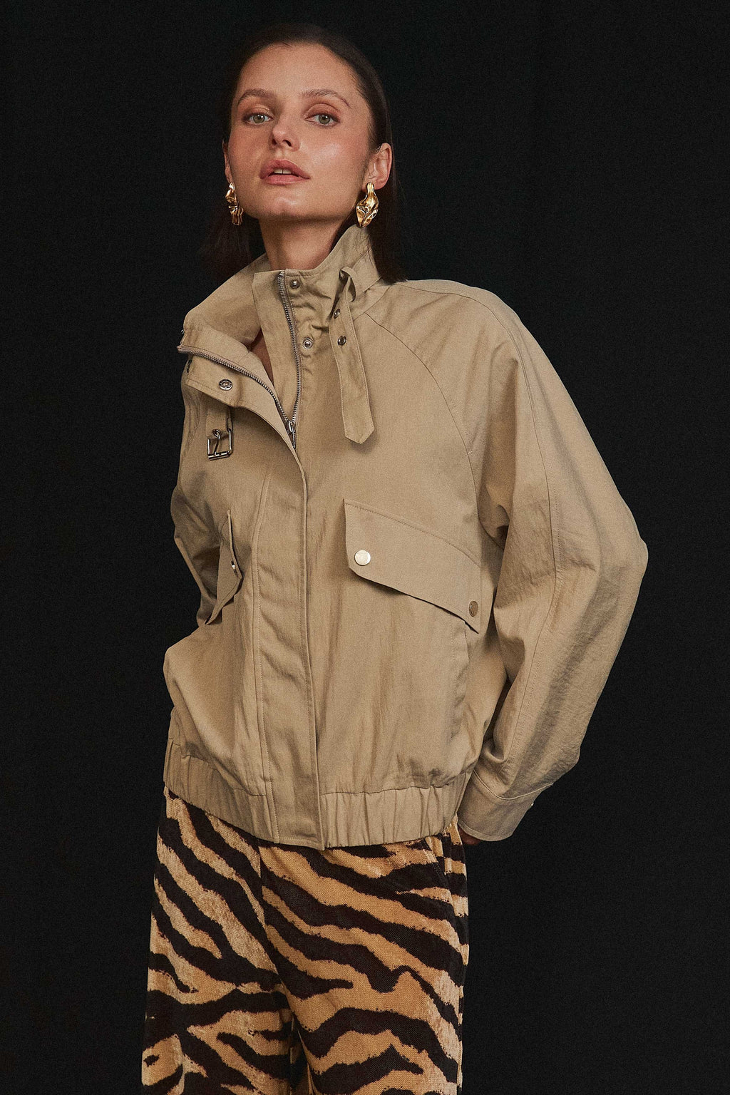  Long Sleeve Utility Jacket Sand