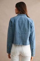 Long Sleeve Scallop Denim Jacket Medium Wash
