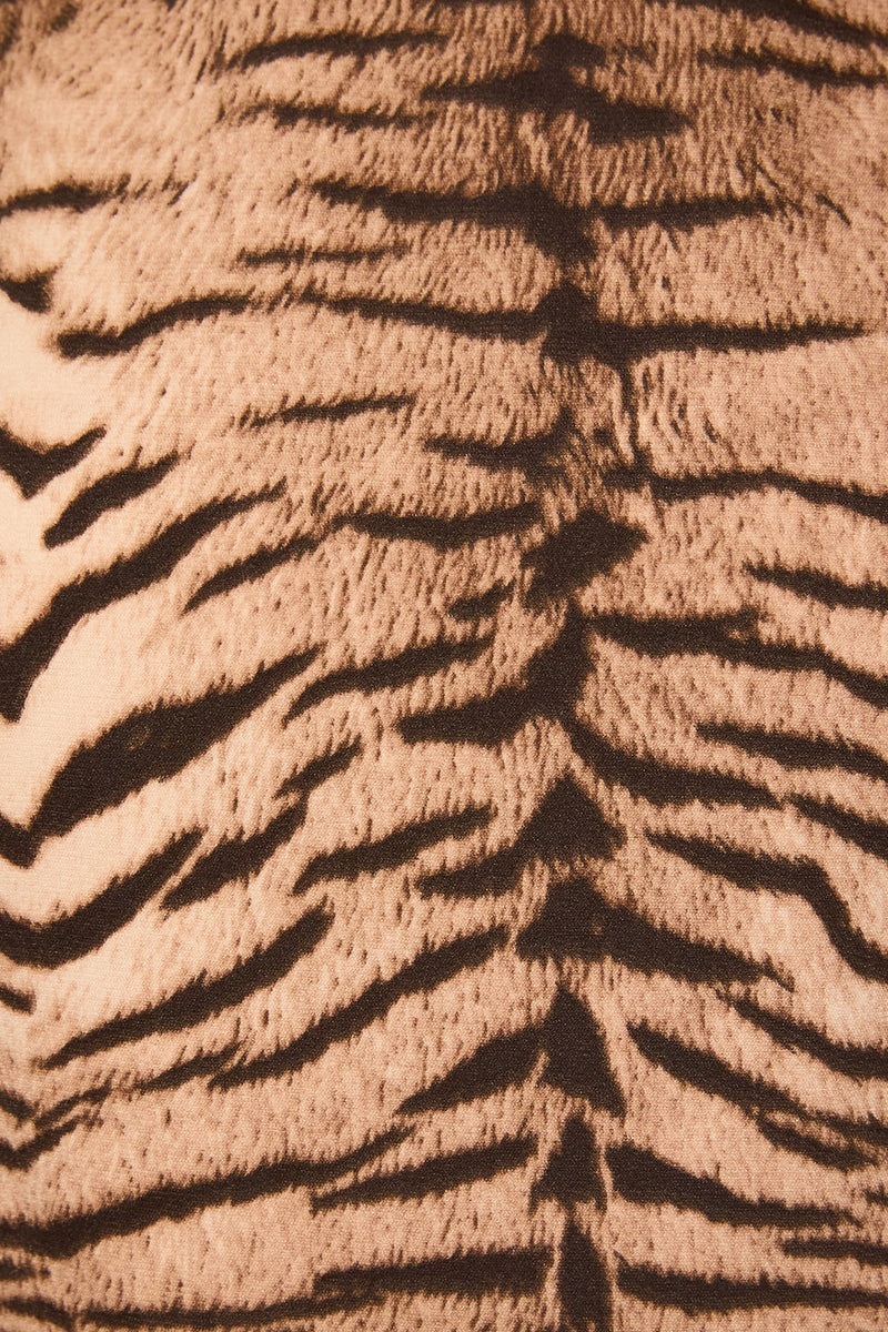 Sleeveless Lace Trim Playful Animal Print Mini Dress Brown