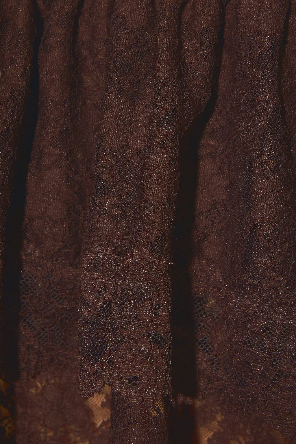 Long Balloon Sleeve Lace Top Brown