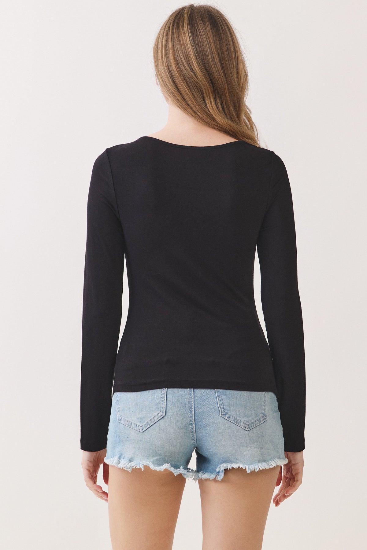 Reign Long Sleeve Cut Out Top Black
