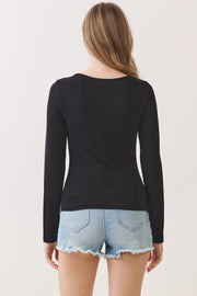 Reign Long Sleeve Cut Out Top Black