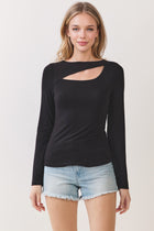 Long Sleeve Cut Out Top Black