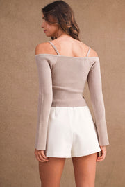 High Waist Mini Skort White