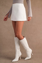 High Waist Mini Skort White