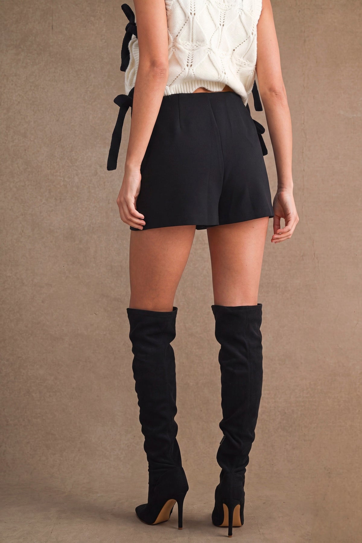 High Waist Mini Skort Black