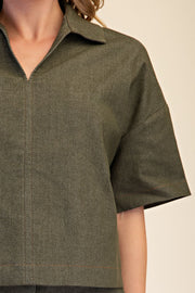 Stella Short Sleeve Top And Lace Trim Skort Set Olive