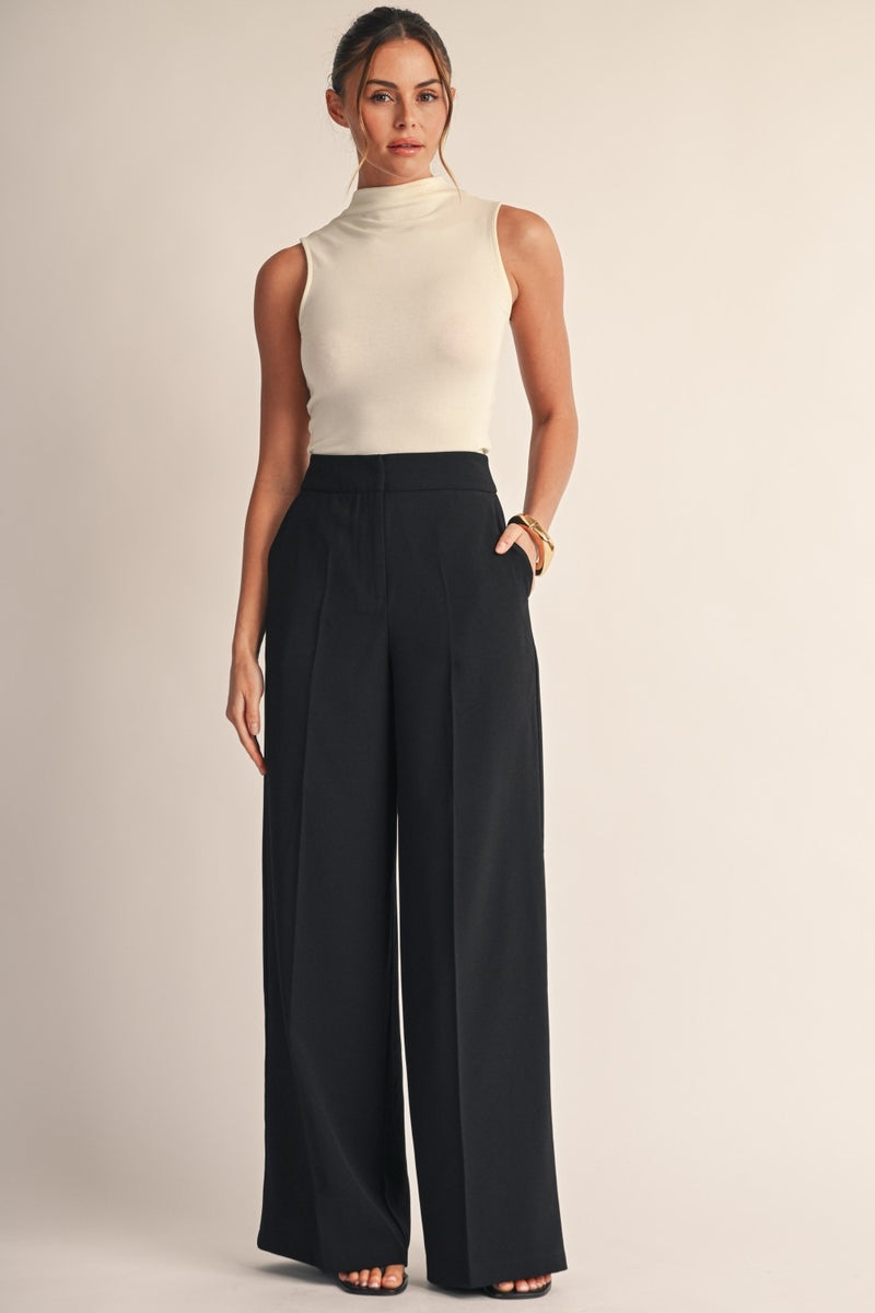 Norma High Waist Tailored Wide Leg Pants Black