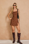  Sleeveless Animal Print Mini Dress Mocha