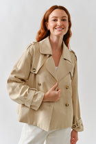  Long Sleeve Double Breasted Jacket Tan
