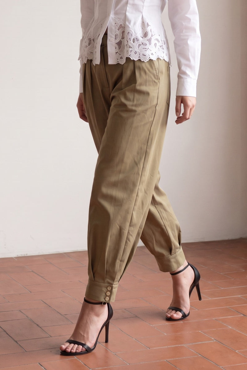 Tasha High Waist Tailored Balloon Woven Pants Khaki