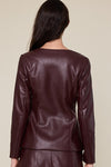 Long Sleeve Vegan Leather Jacket Plum