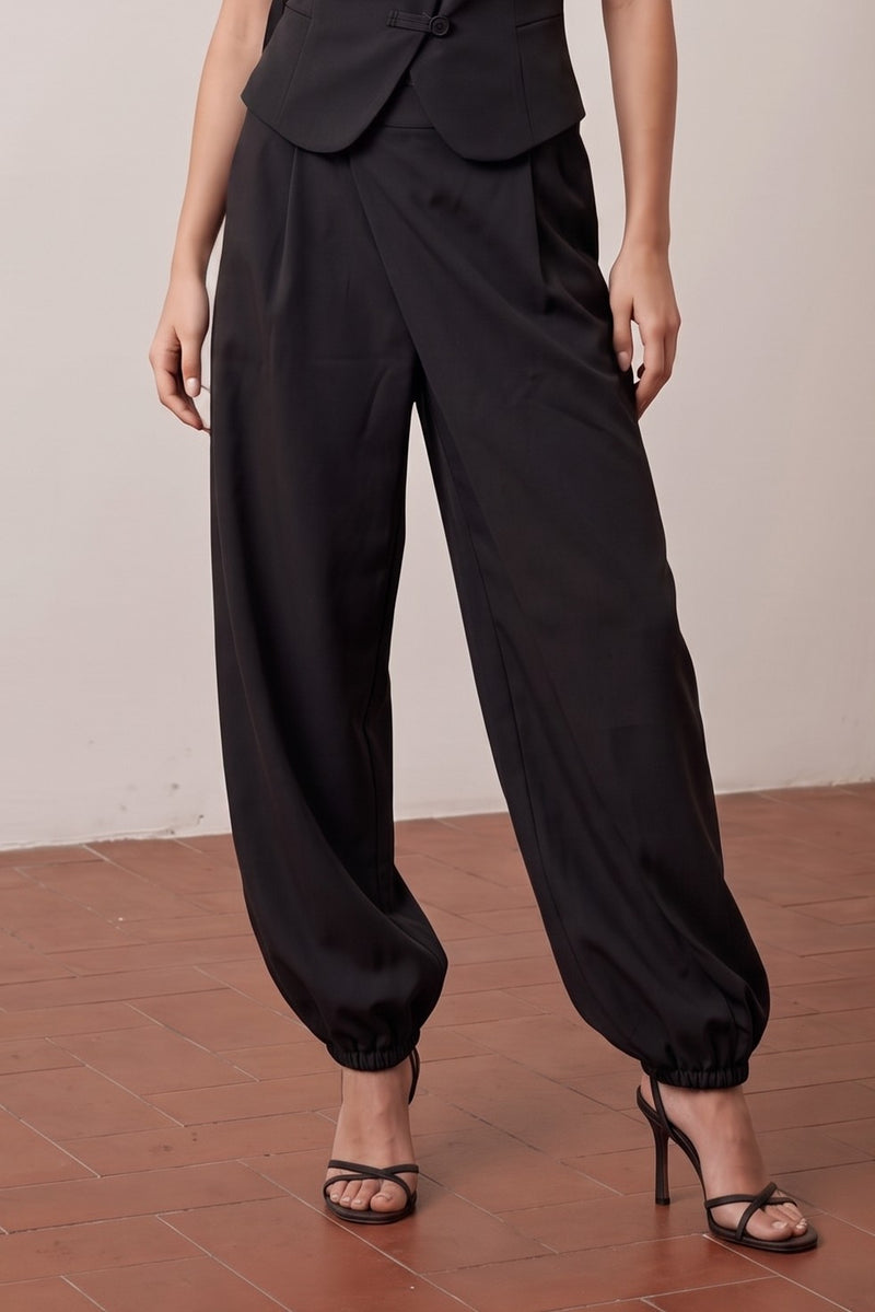 Tanya High Waist Tailored Balloon Woven Pants Black