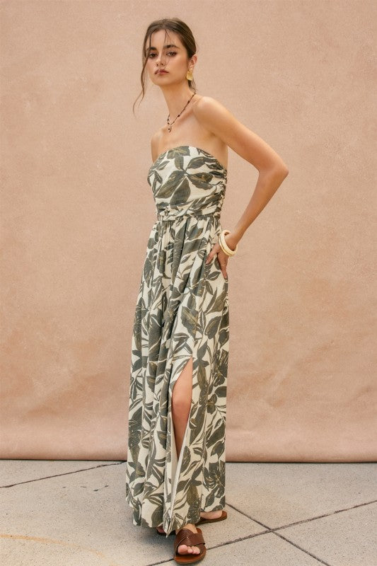 Nicola Sleeveless Tropical Print Maxi Dress Green – Miss Match Group Inc