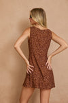  Sleeveless Animal Print Mini Dress Mocha