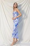 Sleeveless Floral Print Maxi Dress Blue