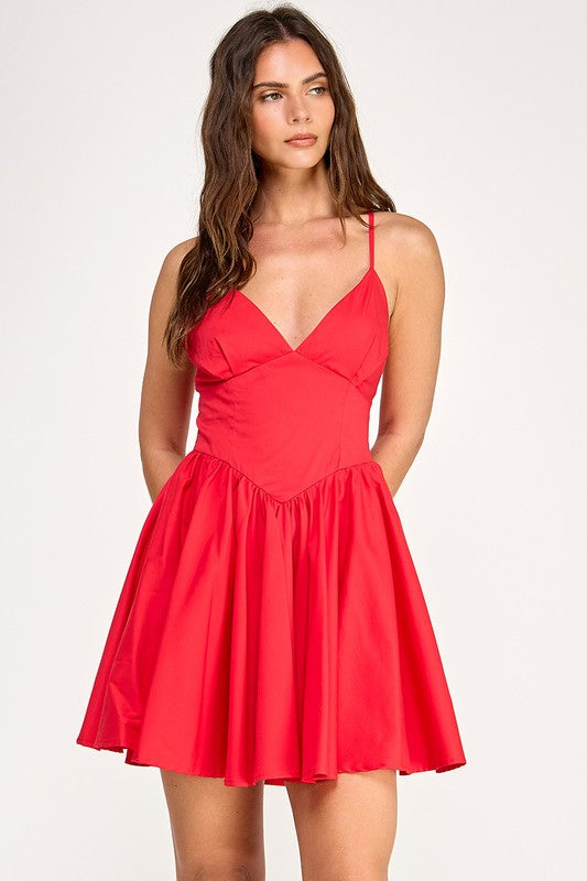 Sleeveless Open Back Mini Dress Red