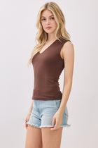  Sleeveless Double Layered Top Brown