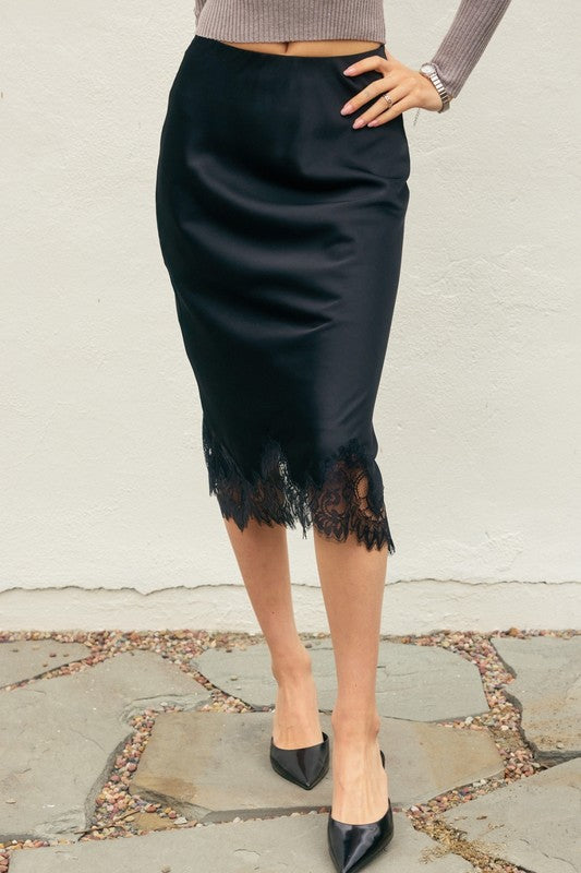 High Waist Midi Skirt Black
