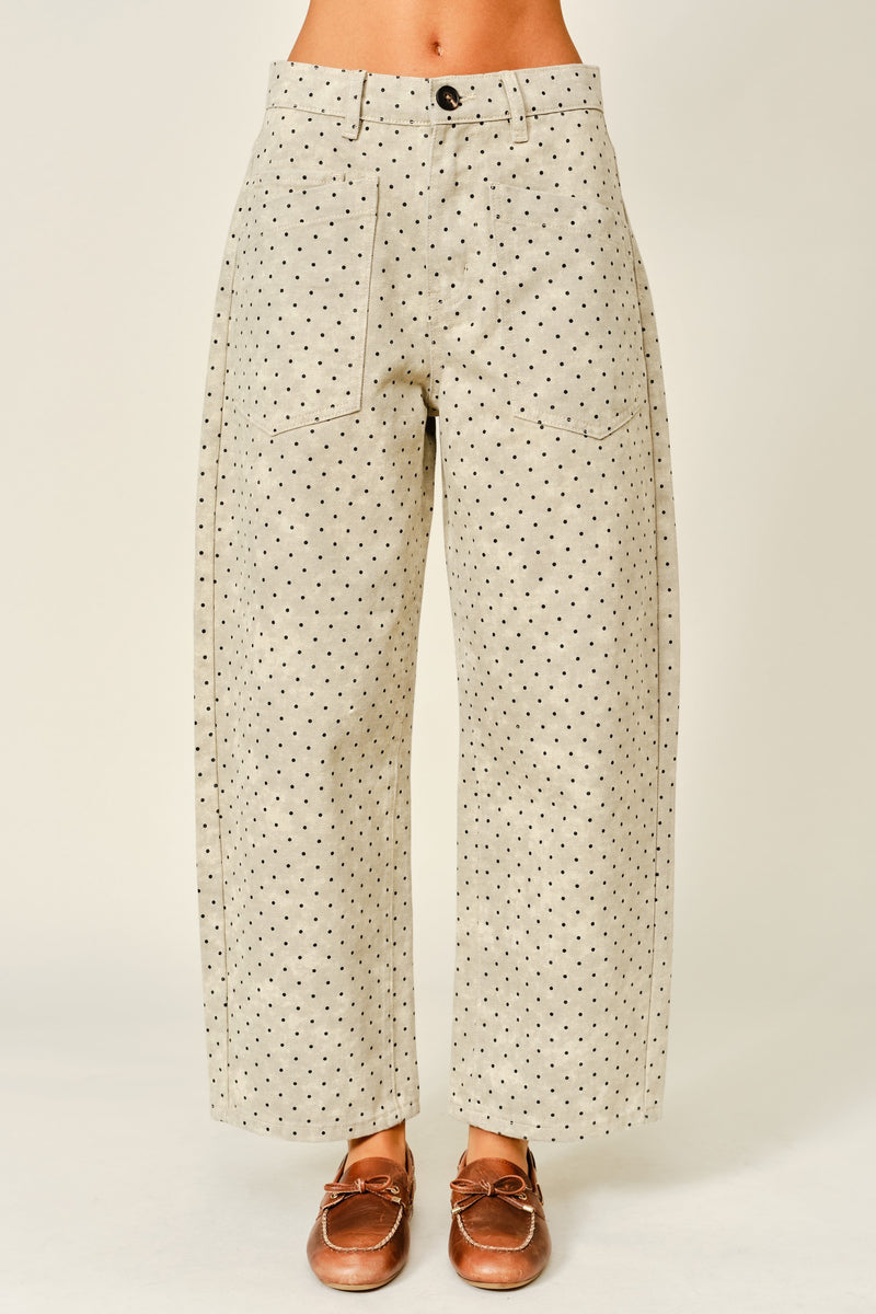 High Rise Cropped Barrel Pants Tan