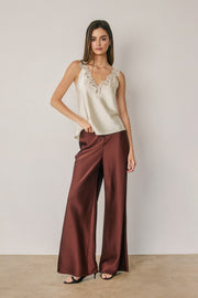 Sleeveless Timeless Lace And Satin Top Ivory