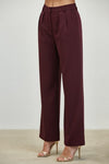 High Waist Wide Leg Pants Burgundy