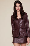 Long Sleeve Vegan Leather Jacket Plum
