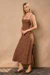Sleeveless Animal Print Maxi Dress Mocha