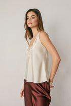 Sleeveless Timeless Lace And Satin Top Ivory