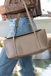 Shoulder Bag Faux Leather Purse Taupe