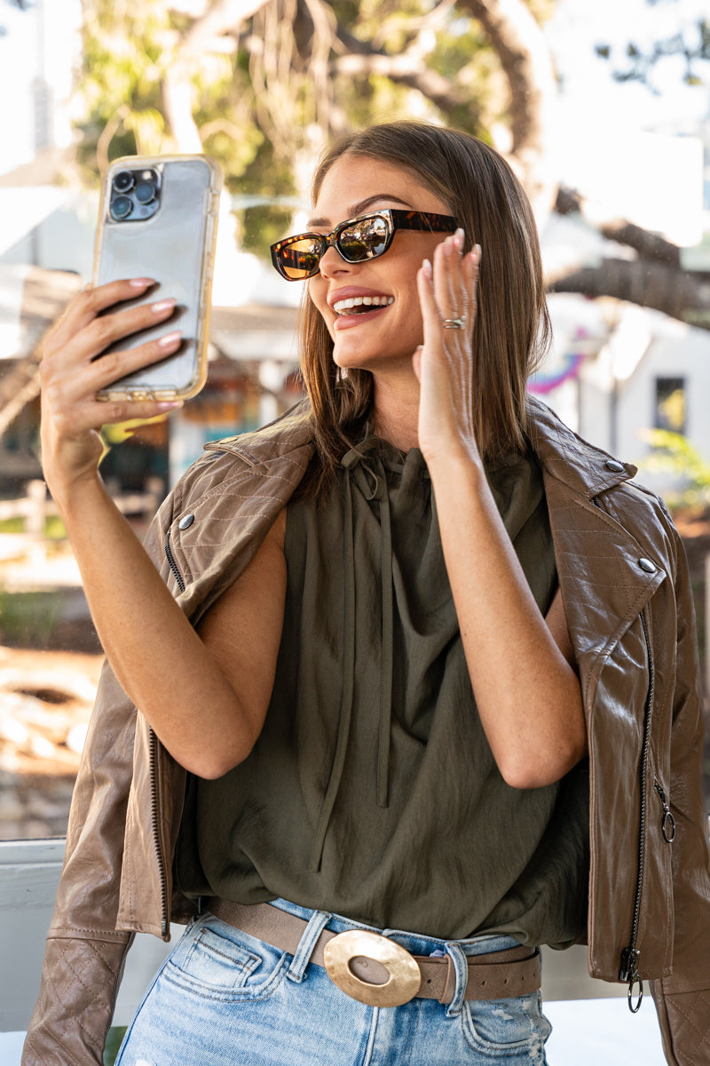 Vegan Leather Moto Jacket Mocha