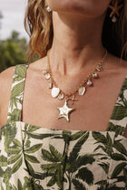 Chunky Chain Multi Charm Necklace Gold