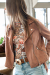Vegan Suede Moto Jacket Rose