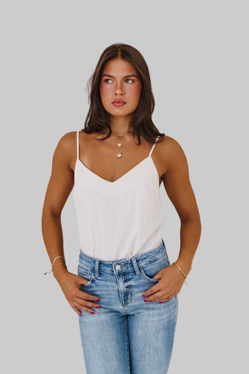 Sleeveless Satin Cami Top Beige