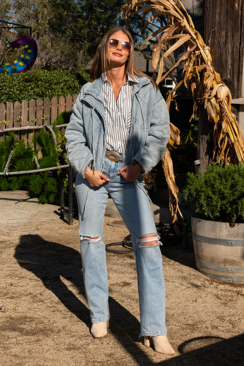 Hammered Oval Buckle Belt Blue