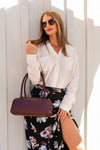 Shoulder Bag Faux Leather Purse Burgundy