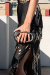 Metal Top Handle Crossbody Black