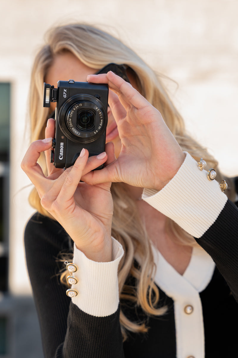 Long Sleeve Faux Button Knit Mini Dress Black