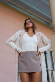 Daisy High Waist Mini Skort Mocha