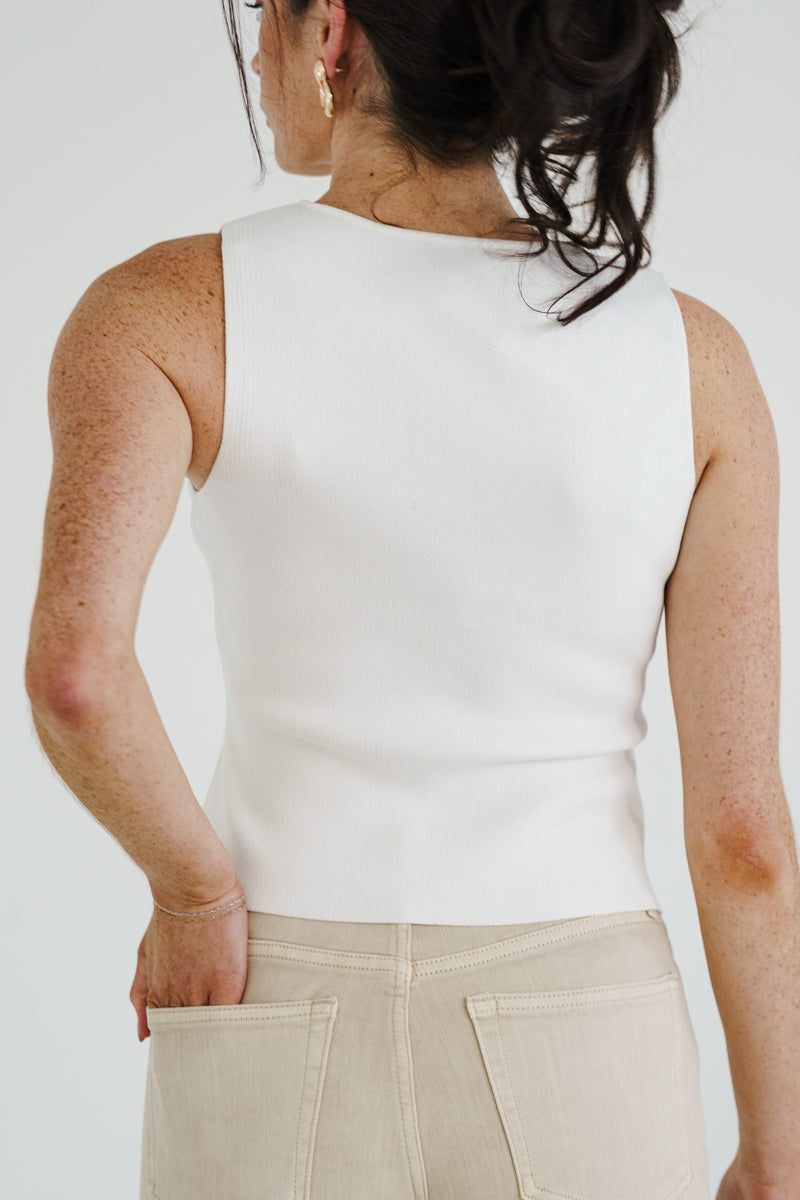 High Rise Wide Leg Cropped Jeans Cream