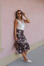 Sleeveless Timeless Lace And Satin Top Ivory