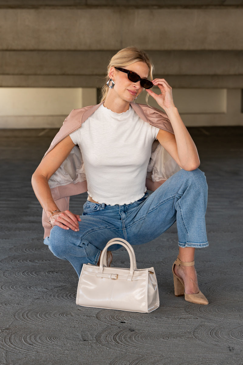 Shoulder Bag Faux Leather Purse White